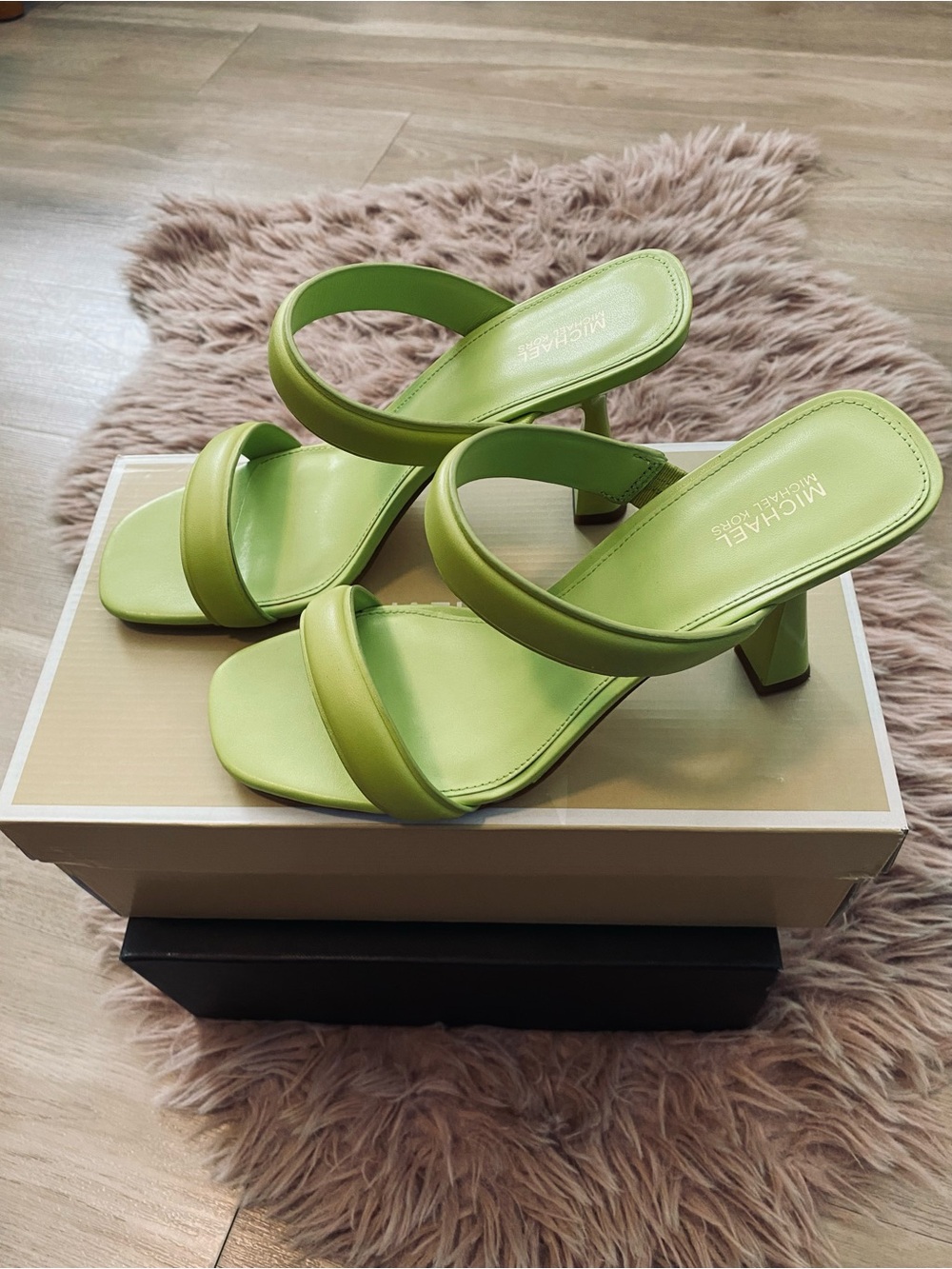 MICHAEL Michael Kors Lime Green Double-Strap Block Heel Sandals